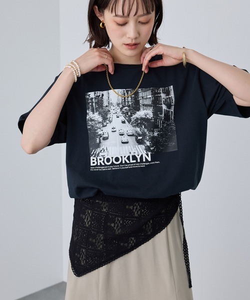 CROSS FUNCTION(クロスファンクション)の「《UV》エブ楽 Brooklynフォトプリント クール Tシャツ【CROSS FUNCTION/クロスファンクション】(Tシャツ/カットソー・レディース・オフホワイト/チャコールグレー・LL/L/M)」の10枚目の写真