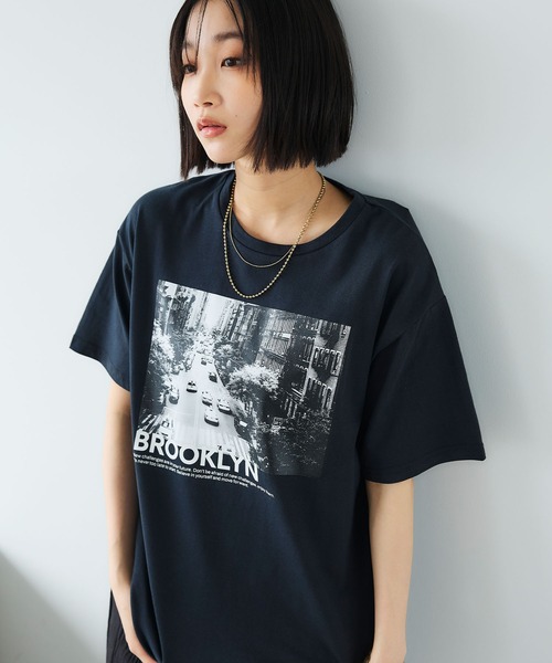 CROSS FUNCTION(クロスファンクション)の「《UV》エブ楽 Brooklynフォトプリント クール Tシャツ【CROSS FUNCTION/クロスファンクション】(Tシャツ/カットソー・レディース・オフホワイト/チャコールグレー・LL/L/M)」の19枚目の写真