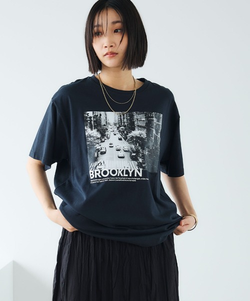 CROSS FUNCTION(クロスファンクション)の「《UV》エブ楽 Brooklynフォトプリント クール Tシャツ【CROSS FUNCTION/クロスファンクション】(Tシャツ/カットソー・レディース・オフホワイト/チャコールグレー・LL/L/M)」の22枚目の写真