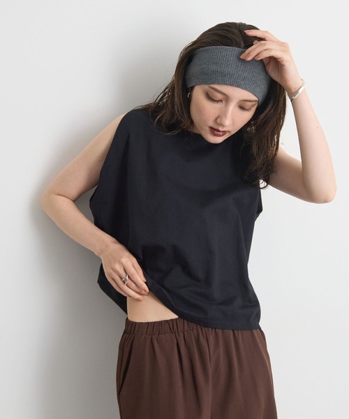 STELLA FISH（ステラフィッシュ）の「変形ショルダーノースリーブトップス（Tシャツ/カットソー・レディース・ブラック/オフホワイト/ベージュ・FREE）」の3枚目の写真