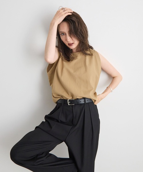 STELLA FISH（ステラフィッシュ）の「変形ショルダーノースリーブトップス（Tシャツ/カットソー・レディース・ブラック/オフホワイト/ベージュ・FREE）」の18枚目の写真