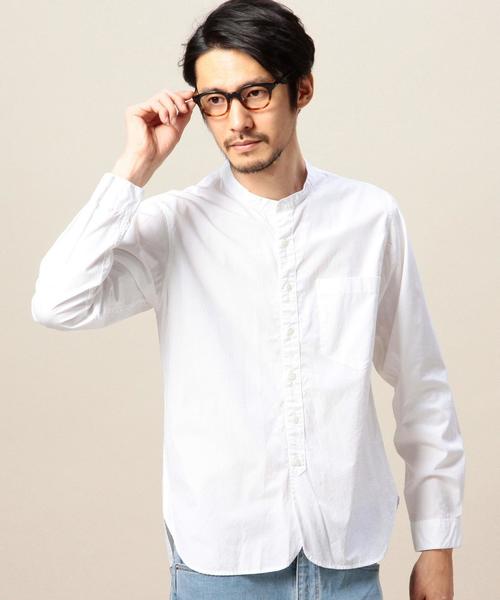 MHL.（エムエイチエル）の「＜MHL.＞ 11 POPLIN N/C SHT/シャツ（シャツ/ブラウス・メンズ・ホワイト/オリーブ・LARGE/MEDIUM）」の2枚目の写真