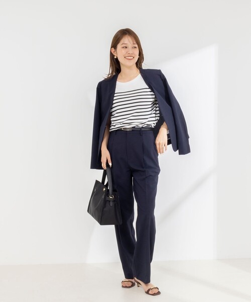 NOLLEY’S(ノーリーズ)の「《セットアップ対応/接触冷感》【BECシリーズ】ウォッシャブルハイスペックトロセミワイドパンツ(その他パンツ・レディース・ライトグレー/ネイビー・38/36)」の13枚目の写真