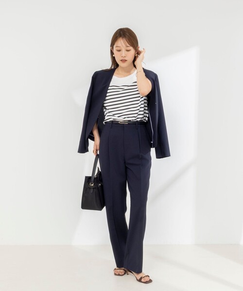 NOLLEY’S(ノーリーズ)の「《セットアップ対応/接触冷感》【BECシリーズ】ウォッシャブルハイスペックトロセミワイドパンツ(その他パンツ・レディース・ライトグレー/ネイビー・38/36)」の14枚目の写真