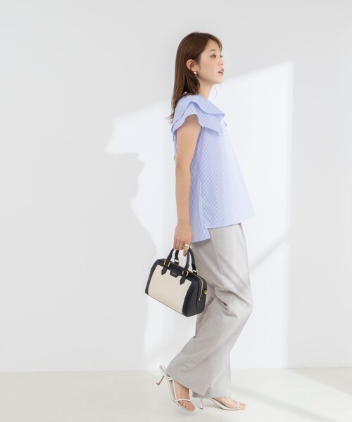 NOLLEY’S(ノーリーズ)の「《セットアップ対応/接触冷感》【BECシリーズ】ウォッシャブルハイスペックトロセミワイドパンツ(その他パンツ・レディース・ライトグレー/ネイビー・38/36)」の21枚目の写真