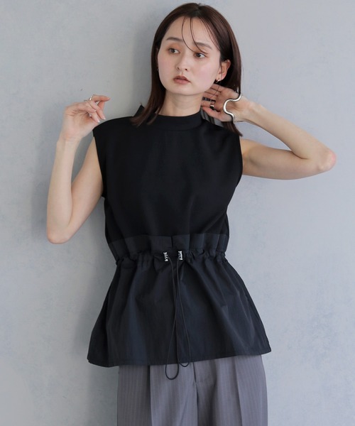 &g'aime(アンジェム)の「【&g'aime 】ウエストシャーリングTOPS(Tシャツ/カットソー・レディース・オフホワイト/チャコールグレー/ブラック・FREE)」の3枚目の写真