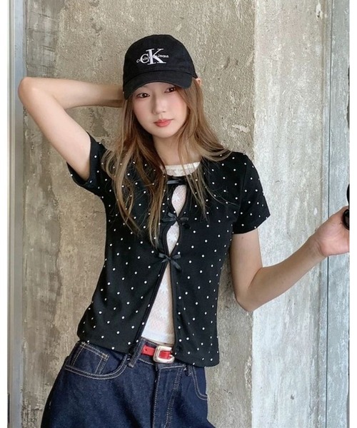 inst.ALL(インストール)の「ドット×リボン レイヤード風半袖トップス(Tシャツ/カットソー・レディース・ブラック・M)」の17枚目の写真