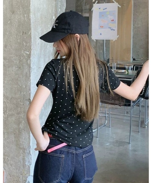 inst.ALL(インストール)の「ドット×リボン レイヤード風半袖トップス(Tシャツ/カットソー・レディース・ブラック・M)」の15枚目の写真