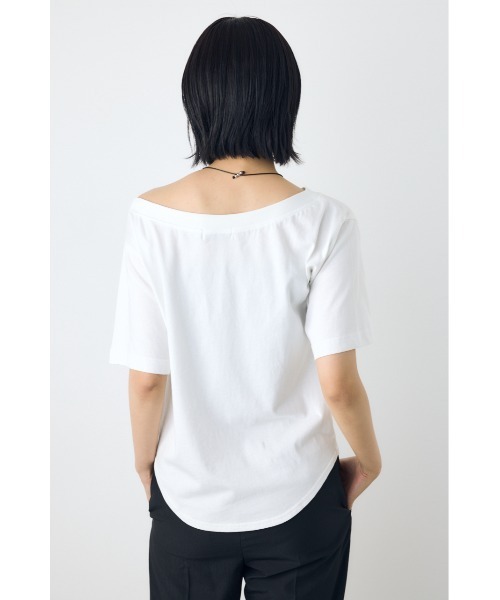 AZUL by moussy（アズールバイマウジー）の「【サイズ,身長別画像あり】【接触冷感】ひんやり♪クールタッチワンショルダーカットトップス　夏服　春服（Tシャツ/カットソー・レディース・ライトブラック/オフホワイト/ベージュ/ライトブルー・MEDIUM/SMALL）」の21枚目の写真