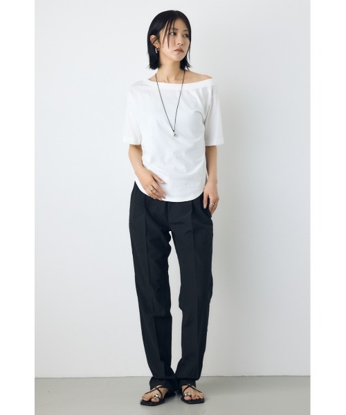 AZUL by moussy（アズールバイマウジー）の「【サイズ,身長別画像あり】【接触冷感】ひんやり♪クールタッチワンショルダーカットトップス　夏服　春服（Tシャツ/カットソー・レディース・ライトブラック/オフホワイト/ベージュ/ライトブルー・MEDIUM/SMALL）」の22枚目の写真