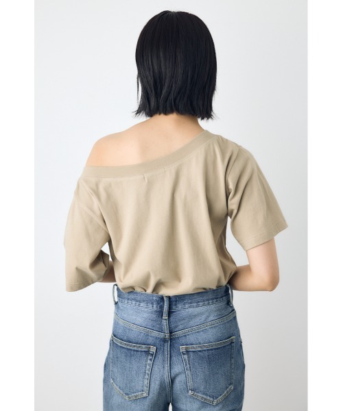 AZUL by moussy（アズールバイマウジー）の「【サイズ,身長別画像あり】【接触冷感】ひんやり♪クールタッチワンショルダーカットトップス　夏服　春服（Tシャツ/カットソー・レディース・ライトブラック/オフホワイト/ベージュ/ライトブルー・MEDIUM/SMALL）」の8枚目の写真
