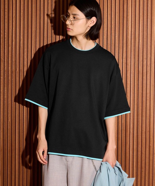 LAKOLE（ラコレ）の「クリーン配色レイヤー / 884248（Tシャツ/カットソー・メンズ・ホワイト/ブラック/イエロー・MEDIUM/LARGE）」の3枚目の写真