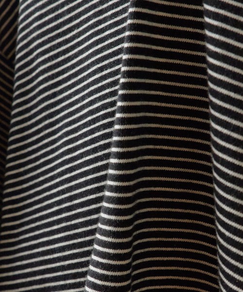 Healthknit(ヘルスニット)の「Healthknit/ヘルスニット Narrow Border Jersey Wide Crew S/S ナローボーダー ワイドクルーネック半袖Tシャツ 抗菌防臭 細ボーダー オーバーサイズ メンズ 2026年 夏 夏服(Tシャツ/カットソー・メンズ・ブラック/ベージュ/ブルー/ナチュラル・M/L/XL)」の9枚目の写真