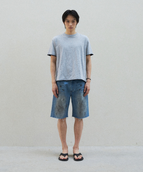 SLOWACID（スローアシッド）の「レトロダーティペインテッドデニムショーツ[ブルー]（デニムパンツ・レディース・その他・SMALL/MEDIUM/LARGE/X-SMALL/X-LARGE）」の7枚目の写真