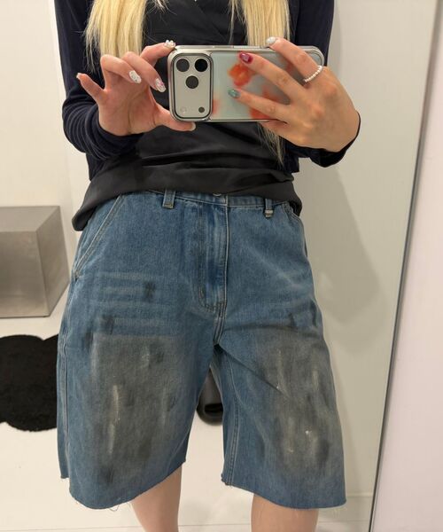 SLOWACID（スローアシッド）の「レトロダーティペインテッドデニムショーツ[ブルー]（デニムパンツ・レディース・その他・SMALL/MEDIUM/LARGE/X-SMALL/X-LARGE）」の10枚目の写真