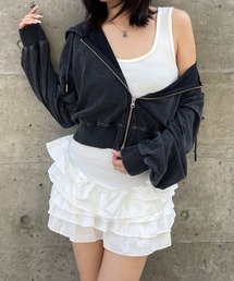 ティアードスカート ドッキング リブノースリーブワンピース