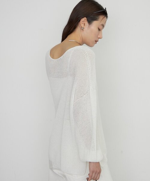 LOUNGEDRESS（ラウンジドレス）の「《さらりと上品/華奢見え》【JAPAN MADE】和紙鹿子2WAYニット（ニット/セーター・レディース・ブラック/オフホワイト/ベージュ・FREE）」の6枚目の写真