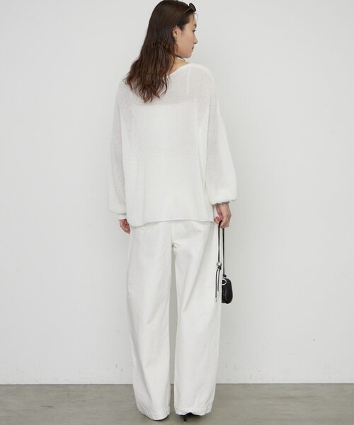 LOUNGEDRESS（ラウンジドレス）の「《さらりと上品/華奢見え》【JAPAN MADE】和紙鹿子2WAYニット（ニット/セーター・レディース・ブラック/オフホワイト/ベージュ・FREE）」の21枚目の写真