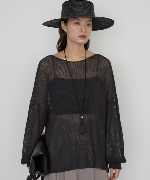 LOUNGEDRESS（ラウンジドレス）の「《さらりと上品/華奢見え》【JAPAN MADE】和紙鹿子2WAYニット（ニット/セーター・レディース・ブラック/オフホワイト/ベージュ・FREE）」の22枚目の写真