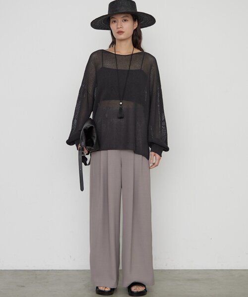 LOUNGEDRESS（ラウンジドレス）の「《さらりと上品/華奢見え》【JAPAN MADE】和紙鹿子2WAYニット（ニット/セーター・レディース・ブラック/オフホワイト/ベージュ・FREE）」の15枚目の写真