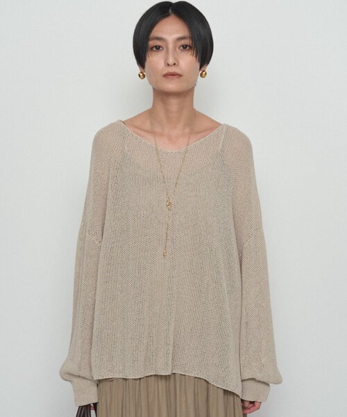 LOUNGEDRESS（ラウンジドレス）の「《さらりと上品/華奢見え》【JAPAN MADE】和紙鹿子2WAYニット（ニット/セーター・レディース・ブラック/オフホワイト/ベージュ・FREE）」の18枚目の写真