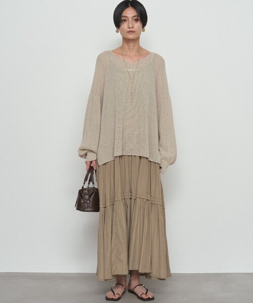 LOUNGEDRESS（ラウンジドレス）の「《さらりと上品/華奢見え》【JAPAN MADE】和紙鹿子2WAYニット（ニット/セーター・レディース・ブラック/オフホワイト/ベージュ・FREE）」の10枚目の写真