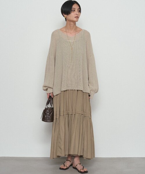 LOUNGEDRESS（ラウンジドレス）の「《さらりと上品/華奢見え》【JAPAN MADE】和紙鹿子2WAYニット（ニット/セーター・レディース・ブラック/オフホワイト/ベージュ・FREE）」の11枚目の写真