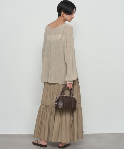 LOUNGEDRESS（ラウンジドレス）の「《さらりと上品/華奢見え》【JAPAN MADE】和紙鹿子2WAYニット（ニット/セーター・レディース・ブラック/オフホワイト/ベージュ・FREE）」の12枚目の写真