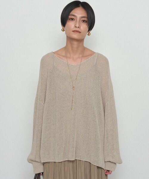 LOUNGEDRESS（ラウンジドレス）の「《さらりと上品/華奢見え》【JAPAN MADE】和紙鹿子2WAYニット（ニット/セーター・レディース・ブラック/オフホワイト/ベージュ・FREE）」の8枚目の写真