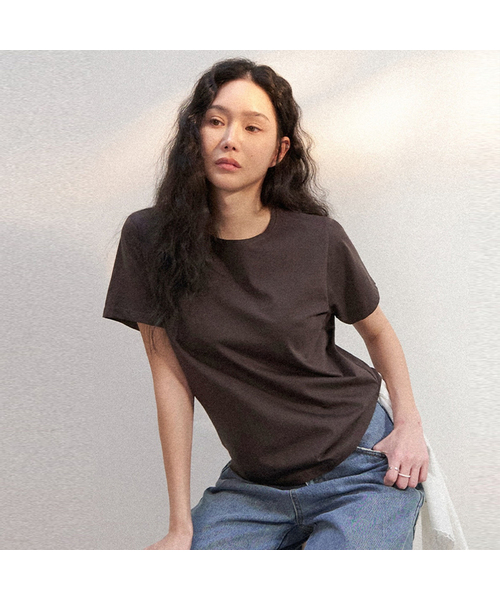 MORVE13(モルブ13)の「(モルブ13) アセンティックシルケットTシャツ(サンドベージュ)(Tシャツ/カットソー・レディース・サンドベージュ/ピンク/アイボリー/ブラック/ネイビー/ブラウン系その他・SMALL/MEDIUM)」の3枚目の写真
