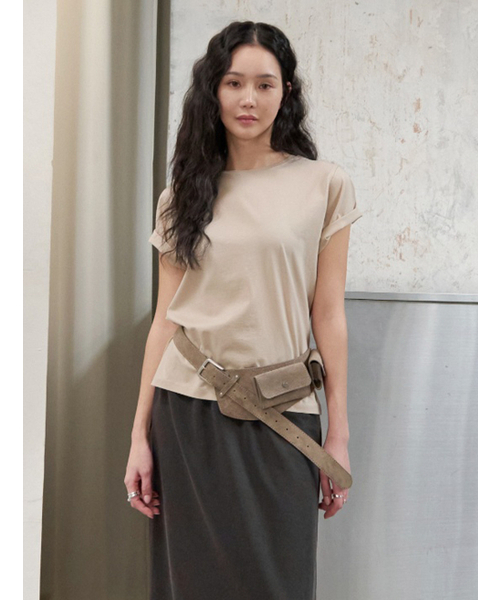 MORVE13(モルブ13)の「(モルブ13) アセンティックシルケットTシャツ(サンドベージュ)(Tシャツ/カットソー・レディース・サンドベージュ/ピンク/アイボリー/ブラック/ネイビー/ブラウン系その他・SMALL/MEDIUM)」の7枚目の写真