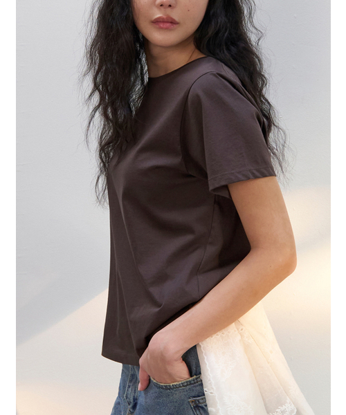 MORVE13(モルブ13)の「(モルブ13) アセンティックシルケットTシャツ(サンドベージュ)(Tシャツ/カットソー・レディース・サンドベージュ/ピンク/アイボリー/ブラック/ネイビー/ブラウン系その他・SMALL/MEDIUM)」の10枚目の写真