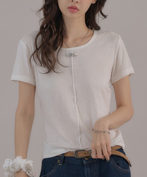 apres jour mignon(アプレジュールミニョン)の「タグ付きシアートップス(Tシャツ/カットソー・レディース・グレー/オフホワイト/ピンク/ブルー/ブラウン系その他・LARGE/フリー)」の16枚目の写真