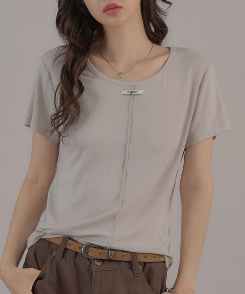 apres jour mignon(アプレジュールミニョン)の「タグ付きシアートップス(Tシャツ/カットソー・レディース・グレー/オフホワイト/ピンク/ブルー/ブラウン系その他・LARGE/フリー)」の8枚目の写真