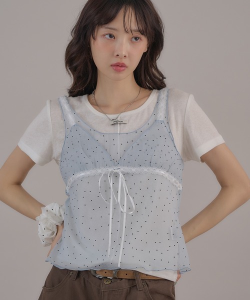 apres jour mignon(アプレジュールミニョン)の「タグ付きシアートップス(Tシャツ/カットソー・レディース・グレー/オフホワイト/ピンク/ブルー/ブラウン系その他・LARGE/フリー)」の6枚目の写真
