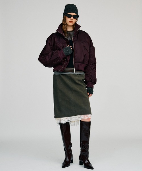 PRANK PROJECT（プランクプロジェクト）の「【2026Autumn Pre-Order】レイヤードヘムスエードスカート / Layered Hem Suede Skirt（スカート・レディース・グレー・38/36）」の3枚目の写真
