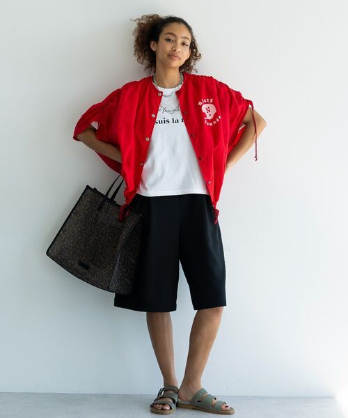 GARAGE OF GOOD CLOTHING(ガレージオブグッドクロージング)の「【日本製】綿麻混ショートパンツオールインワン(サロペット/オーバーオール・レディース・ブラック/グレイッシュベージュ・FREE)」の8枚目の写真