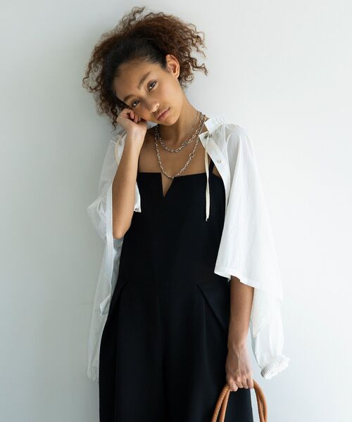 GARAGE OF GOOD CLOTHING(ガレージオブグッドクロージング)の「【日本製】綿麻混ショートパンツオールインワン(サロペット/オーバーオール・レディース・ブラック/グレイッシュベージュ・FREE)」の9枚目の写真