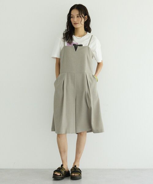 GARAGE OF GOOD CLOTHING(ガレージオブグッドクロージング)の「【日本製】綿麻混ショートパンツオールインワン(サロペット/オーバーオール・レディース・ブラック/グレイッシュベージュ・FREE)」の12枚目の写真