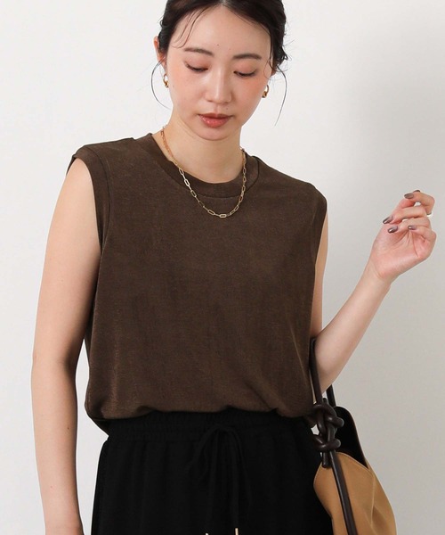 Gready Brilliant(グレディブリリアン)の「シャイニークルーノースリーブ(Tシャツ/カットソー・レディース・ブラウン/チャコールグレー/グレイッシュベージュ・FREE)」の1枚目の写真
