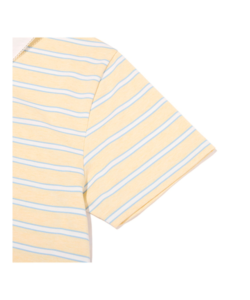 KIRSH（キルシー）の「ハーフネックストライプルーズフィットカラーTシャツ[ライトイエロー]（Tシャツ/カットソー・レディース・その他・FREE）」の3枚目の写真