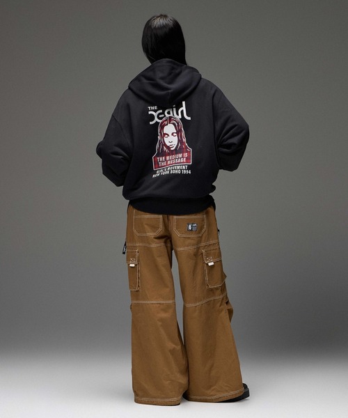 X-girl(エックスガール)の「BICOLOR STITCH EASY CARGO PANTS(カーゴパンツ・レディース・ブラウン/インディゴブルー・M/S)」の6枚目の写真