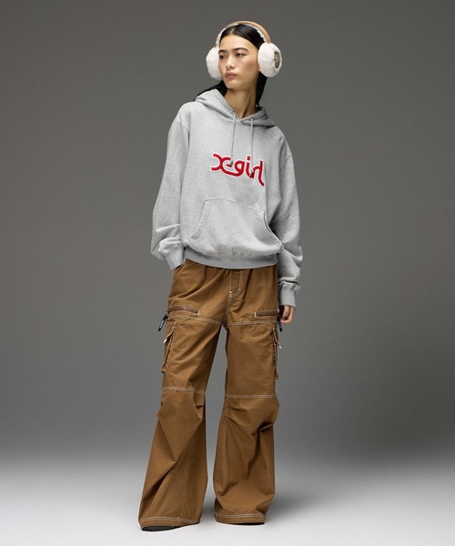 X-girl(エックスガール)の「BICOLOR STITCH EASY CARGO PANTS(カーゴパンツ・レディース・ブラウン/インディゴブルー・M/S)」の7枚目の写真