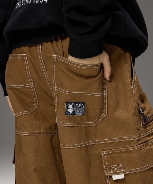 X-girl(エックスガール)の「BICOLOR STITCH EASY CARGO PANTS(カーゴパンツ・レディース・ブラウン/インディゴブルー・M/S)」の12枚目の写真