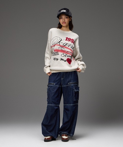 X-girl(エックスガール)の「BICOLOR STITCH EASY CARGO PANTS(カーゴパンツ・レディース・ブラウン/インディゴブルー・M/S)」の16枚目の写真