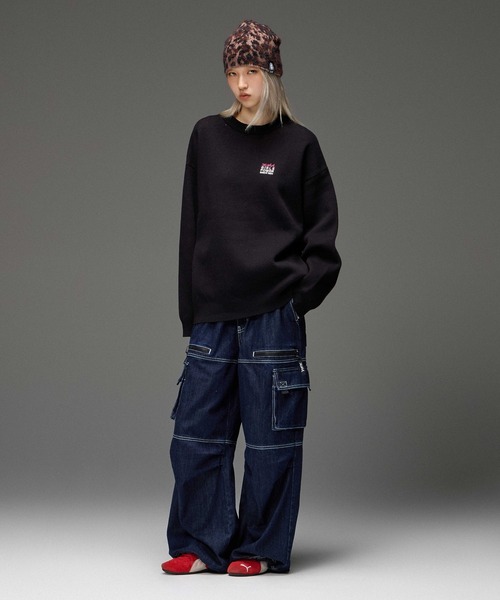 X-girl(エックスガール)の「BICOLOR STITCH EASY CARGO PANTS(カーゴパンツ・レディース・ブラウン/インディゴブルー・M/S)」の17枚目の写真