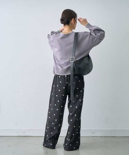 CIAOPANIC TYPY(チャオパニックティピー)の「∴【3サイズ展開】花柄刺繍イージースラックスパンツ(スラックス・レディース・ブラック/ブラウン/グレー・SMALL/MEDIUM/LARGE)」の13枚目の写真