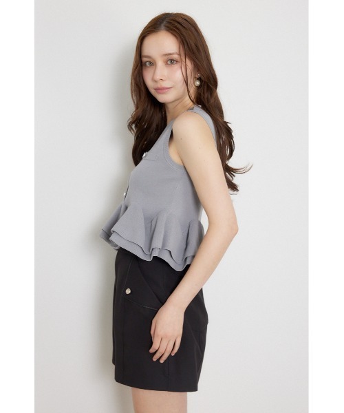 rienda（リエンダ）の「ボタンポイントペプラムニットトップス 夏服 秋服（ニット/セーター・レディース・グレー/ブラック/ピンク・FREE）」の8枚目の写真