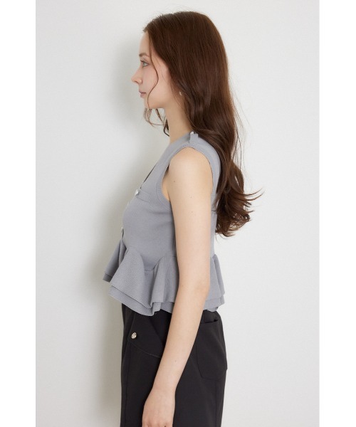 rienda（リエンダ）の「ボタンポイントペプラムニットトップス 夏服 秋服（ニット/セーター・レディース・グレー/ブラック/ピンク・FREE）」の10枚目の写真