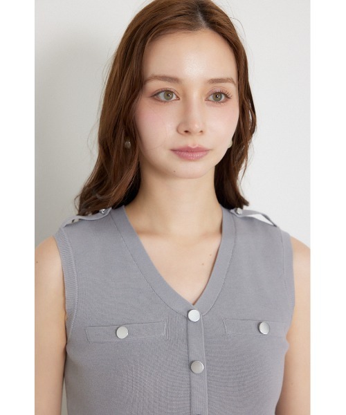 rienda（リエンダ）の「ボタンポイントペプラムニットトップス 夏服 秋服（ニット/セーター・レディース・グレー/ブラック/ピンク・FREE）」の12枚目の写真